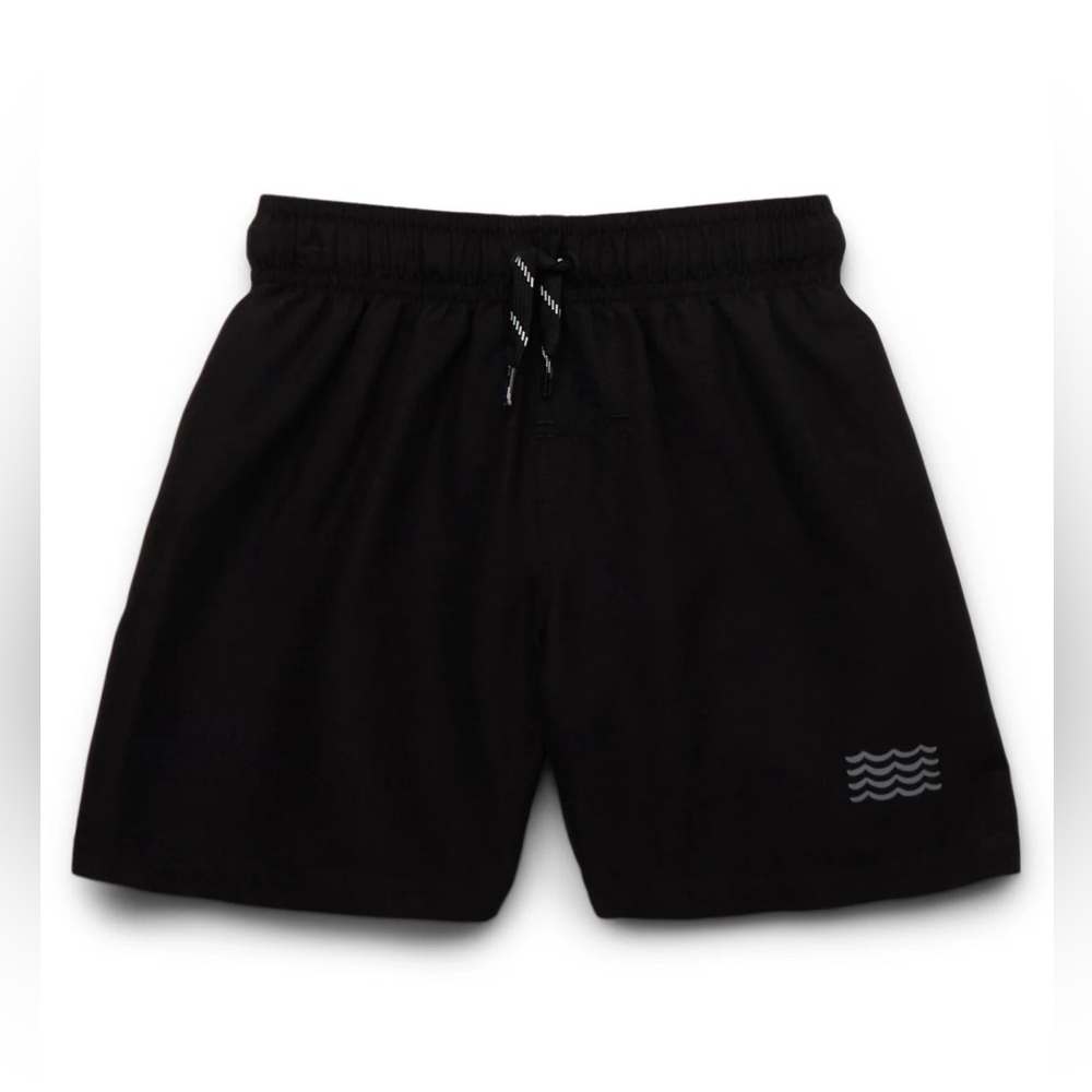 New Wonder Nation Boys Everyday Swim Trunks with UPF50+, Black Color.
